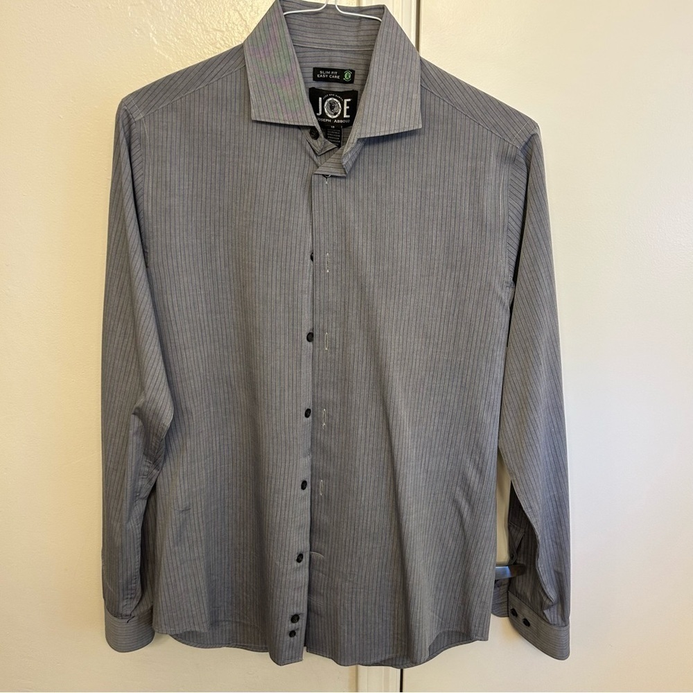 Joseph Abboud Slim Fit Gray Dress Shirt Button Down Classic Collar Size 15 34/35